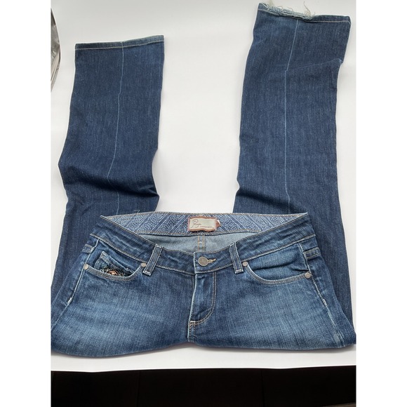 Paige Denim Bootcut Jeans Embroidered Pockets Dark Wash Women's Size 27 - Picture 1 of 10